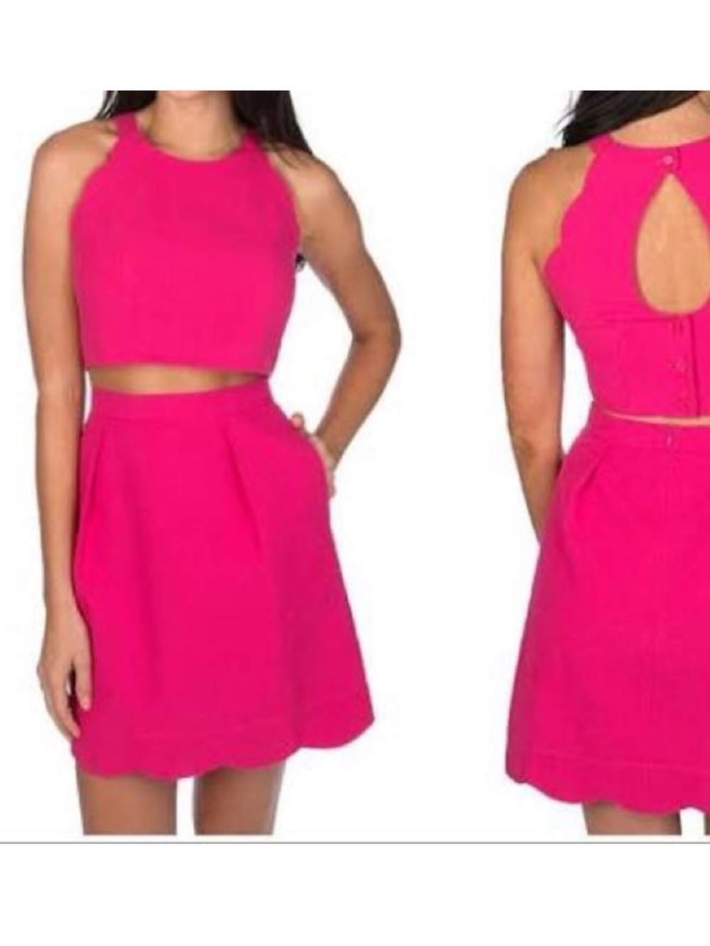Lauren James Carly Seersucker Crop Top and Skirt Set